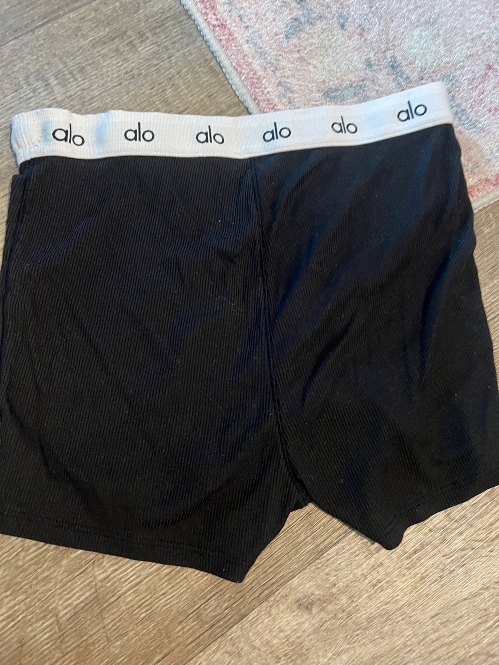 Black Ribbed Boxer Briefs with White Logo Waistband - Picture 6 of 8